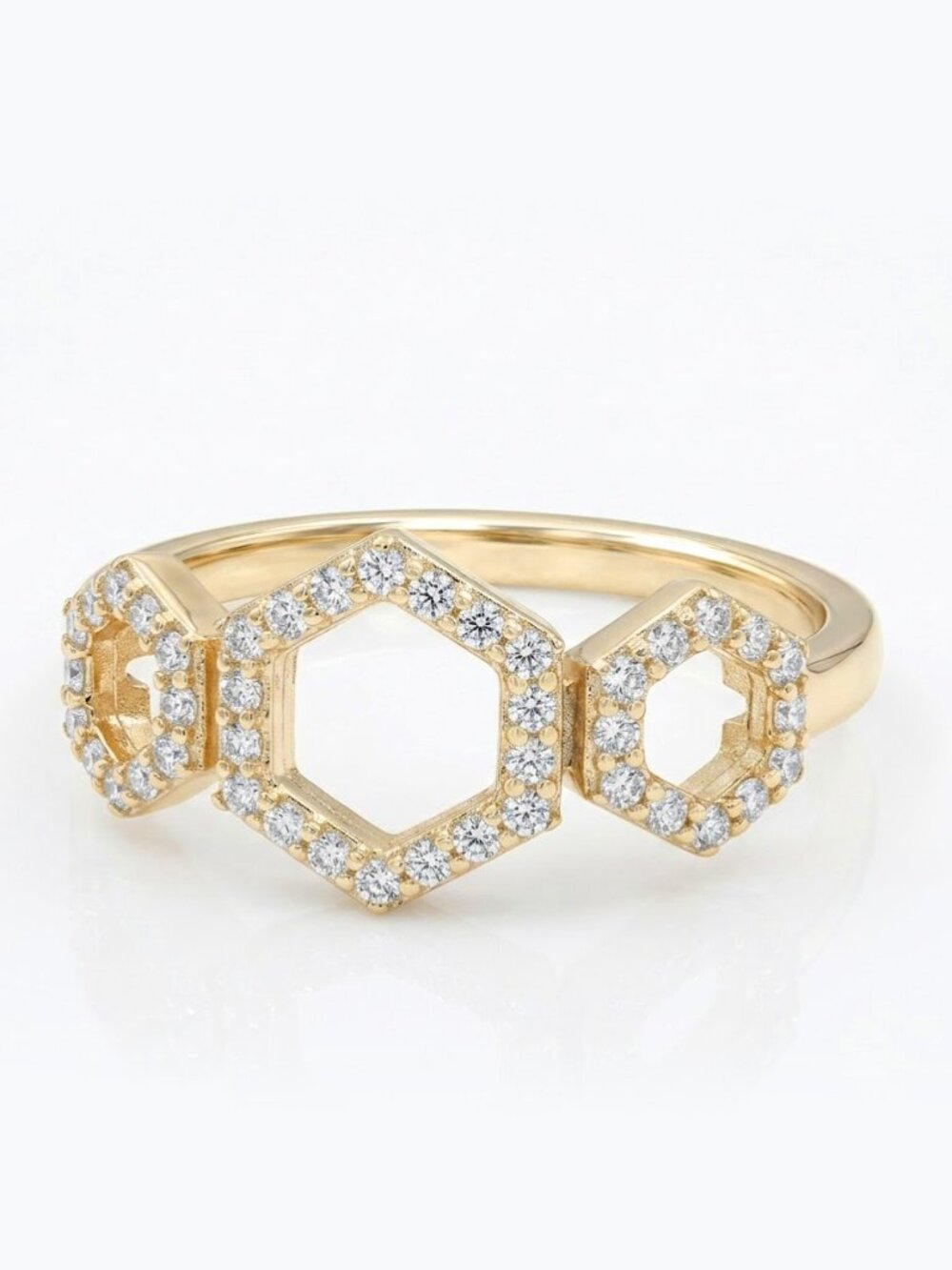 Charmed Aroma Honeycomb Bee ring, size 6, 925 Sterling Silver 10k Gold finish